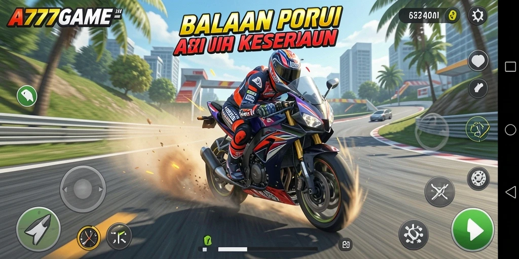 Tampilan gameplay balapan motor yang mendebarkan dan penuh aksi.