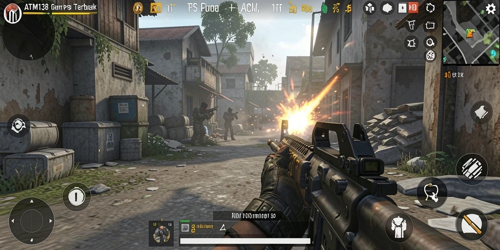 Gameplay intens ATM138 dalam pertempuran FPS yang mendebarkan.