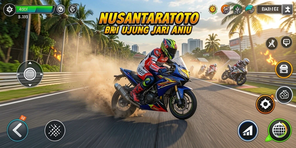 Gameplay mendebarkan NUSANTARATOTO saat balapan motor.