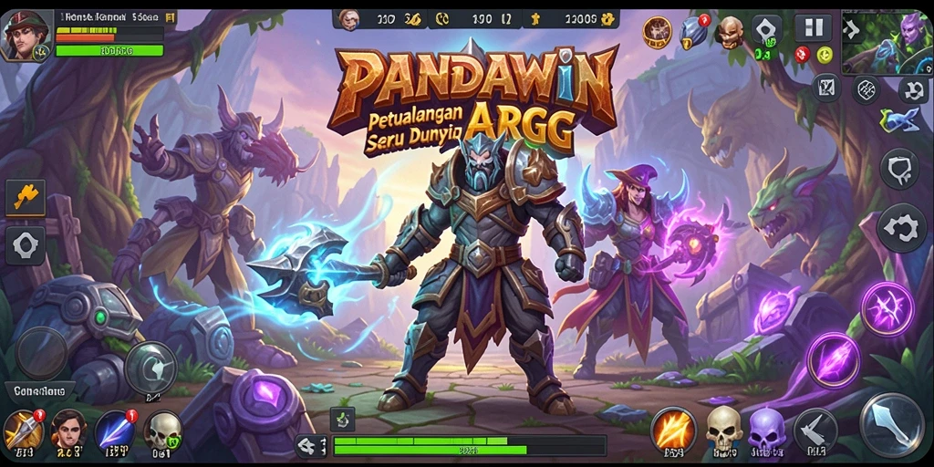 Screenshot utama menunjukkan aksi pertempuran yang menegangkan dalam PANDAWIN.