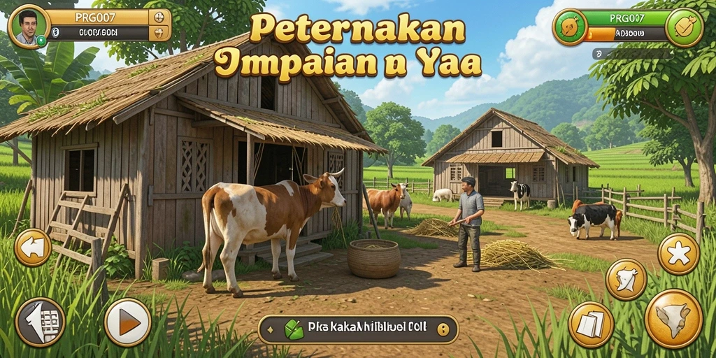Screenshot PRG007 menunjukkan momen seru saat panen tanaman.